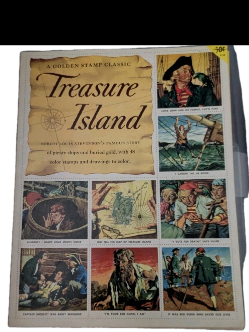 A Golden Stamp Classic Treasure Island Stamp Book 48 Stamps Coloring Pages 1955
